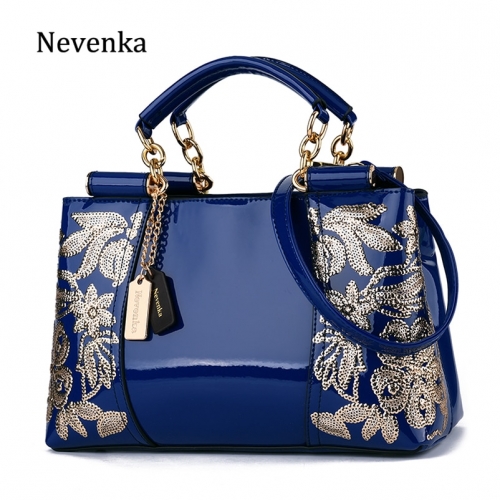 Nevenka Luxury Evening Bags Women Leather Handbag Embroidery Shoulder Bags Female Purses and Handbags with Sequins Totes 2018
