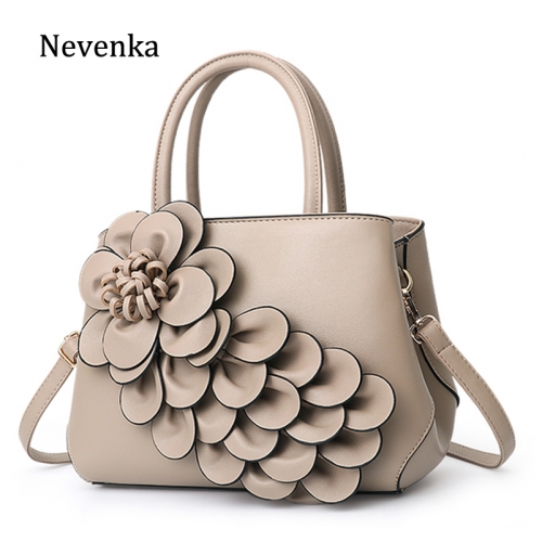 Floral Handbags Women Leather Handbag Black Shoulder Bag Large Capacity Crossbody Bag for Girls Purse and Handbag 2018