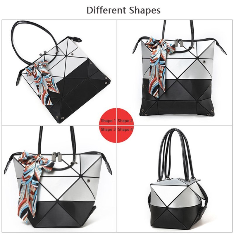 Nevenka Geometric Shoulder Bag Women Leather Shoulder Bags Female Luminous Handbag with Ribbons Girls Luxury Handbags for Women
