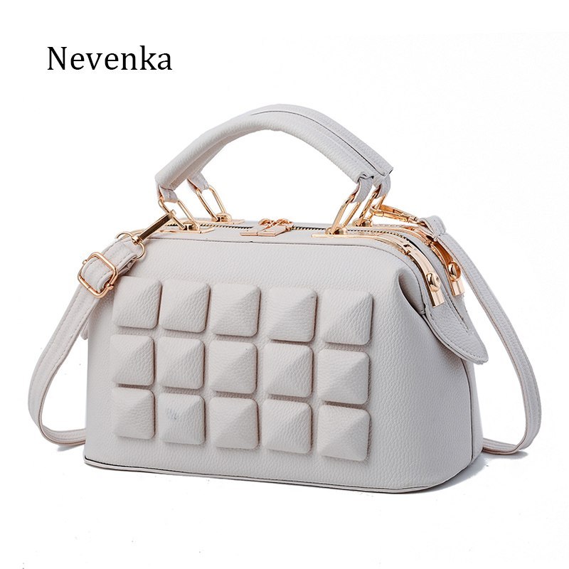 Brand Women Leather Boston Bag Ladies Stone New Design Handbag Female Luxury Party Evening Bags Casual Tote New Arrival