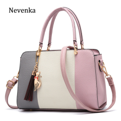 Nevenka Leather Handbag Women Luxury Handbags Top Handle Shoulder Bag for Girls Leather Corssbody Bag with Tassel Travelling Bag