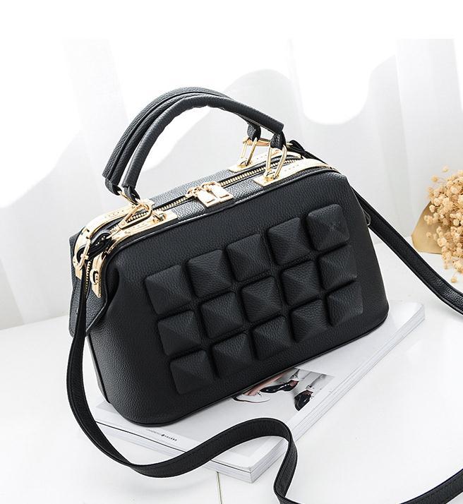 Brand Women Leather Boston Bag Ladies Stone New Design Handbag Female Luxury Party Evening Bags Casual Tote New Arrival