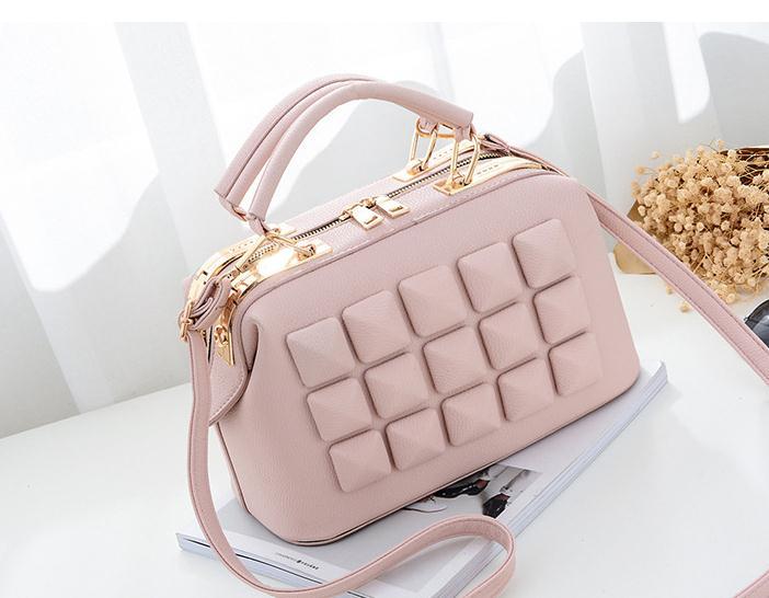 Brand Women Leather Boston Bag Ladies Stone New Design Handbag Female Luxury Party Evening Bags Casual Tote New Arrival