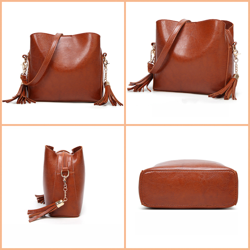 Leather Shoulder Bag Female Crossbody Bags for Women 2019 Girls Brown Messenger Bag with Tassel Purses and Handbags 2018