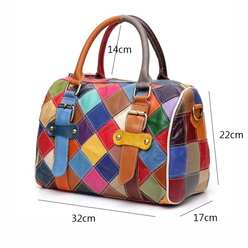 Genuine Leather Travel Bag Women Large Tote Bag Female Top-handle Patchwork Waterproof Travel Duffle Bag for Women 2018
