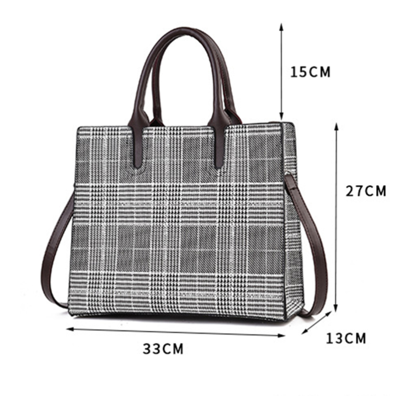 Black-and-white Plaid large capacity Tote Bag 2019 new fashion ladies handbag Pu ladies bag