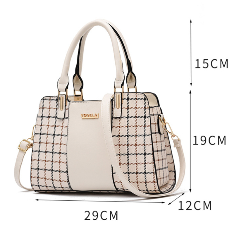 Spring 2019 new Pu lady bag with checkerwork pattern killer bag Korean version lady bag with mother's handbag and one shoulder bag with oblique should