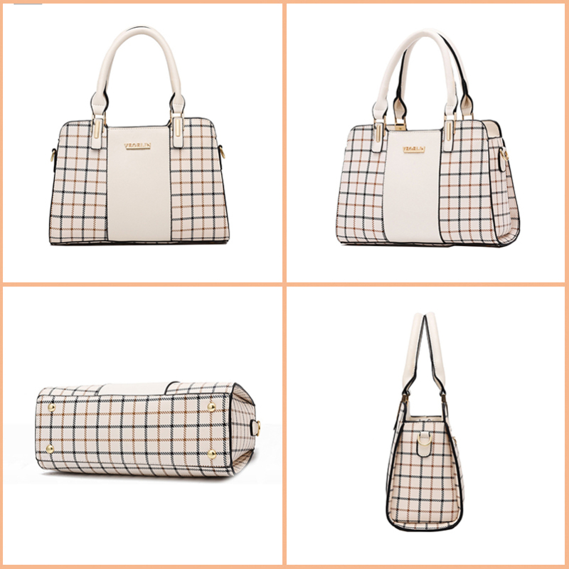 Spring 2019 new Pu lady bag with checkerwork pattern killer bag Korean version lady bag with mother's handbag and one shoulder bag with oblique should