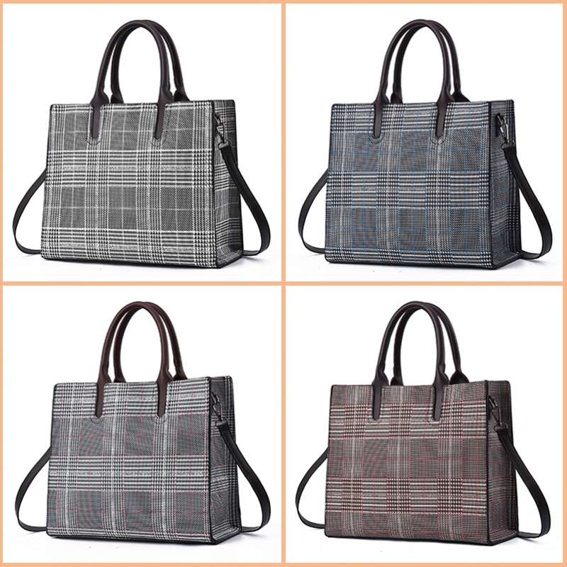 Black-and-white Plaid large capacity Tote Bag 2019 new fashion ladies handbag Pu ladies bag
