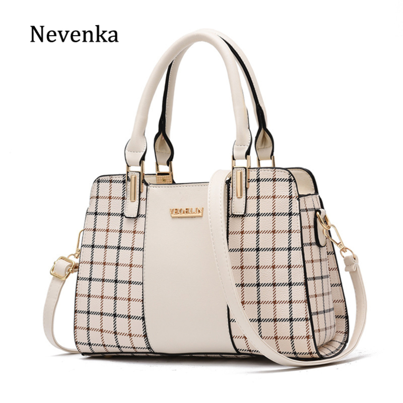 Spring 2019 new Pu lady bag with checkerwork pattern killer bag Korean version lady bag with mother's handbag and one shoulder bag with oblique should