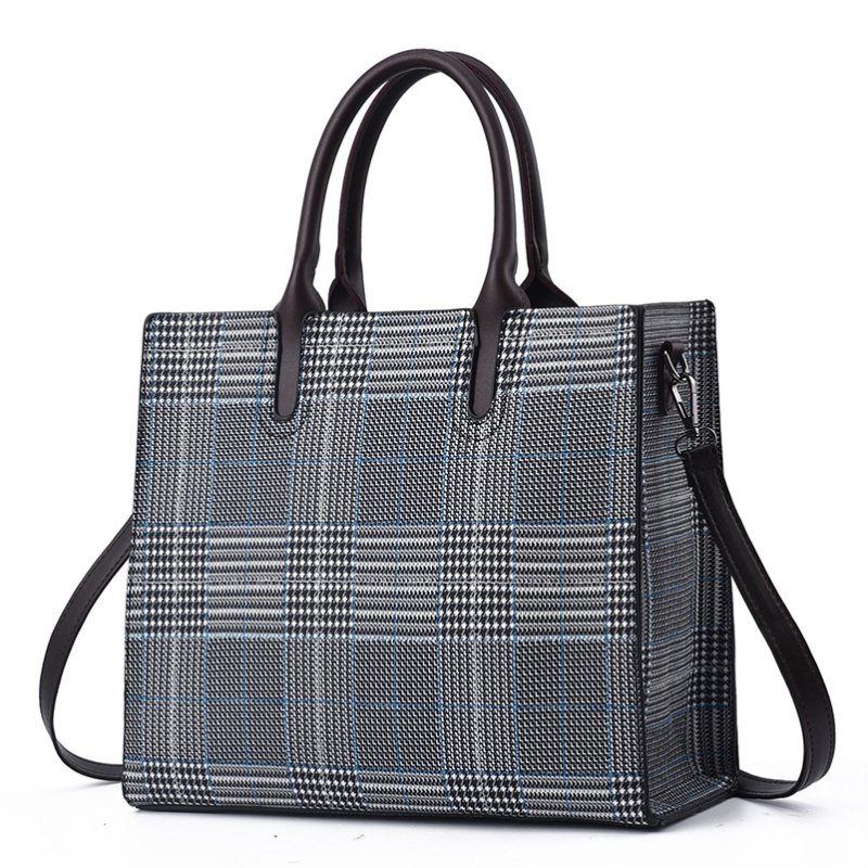 Black-and-white Plaid large capacity Tote Bag 2019 new fashion ladies handbag Pu ladies bag