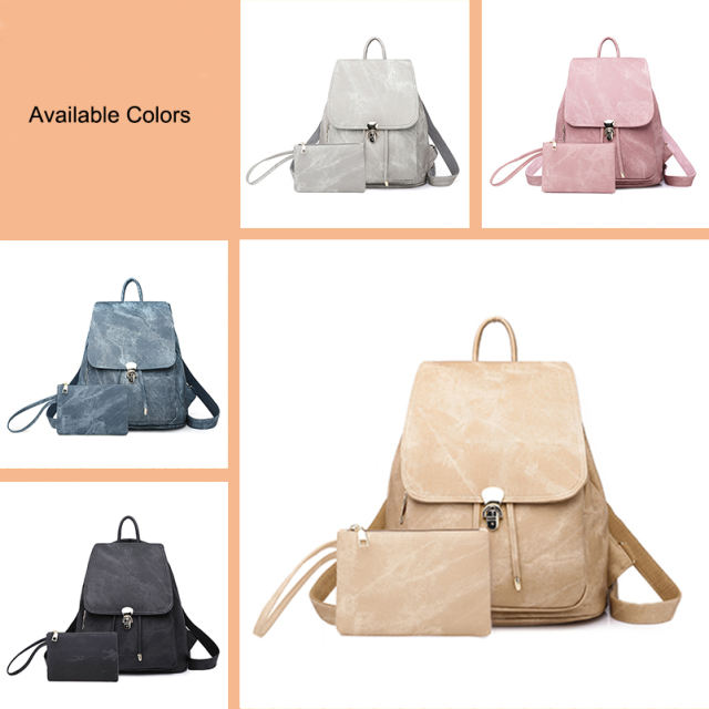 New  PU shoulder bag women's imitation denim pattern knapsack retro style bag