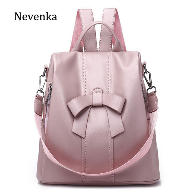 New fashionable bags of 2019, shoulder bags, ladies'sweetie PU backpacks, bow-knot bags