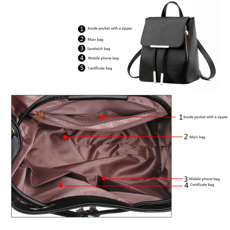 Women Backpack High Quality PU Leather School Bags For Teenagers Girls Top-handle Backpacks Mochilas Mujer 2018 Bagpack