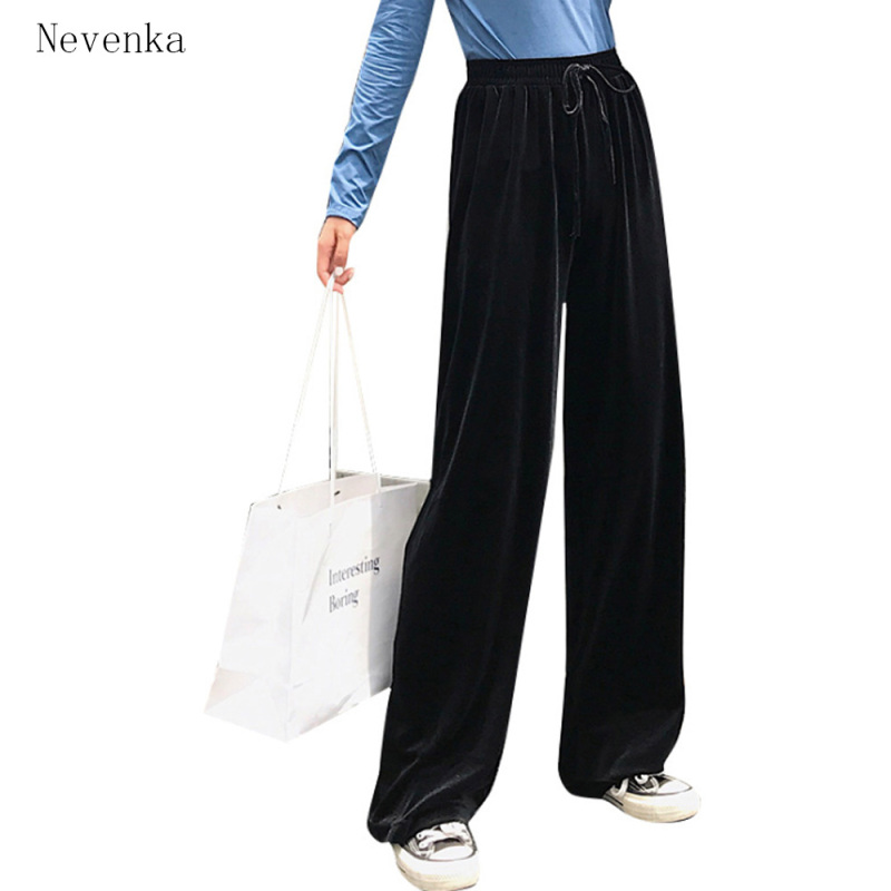 Nevenka Gold Velvet Wide-leg Pants Women's High-waisted Mopping Pants Women's Loose Straight-leg Pants Spring and Autumn Casual Pants