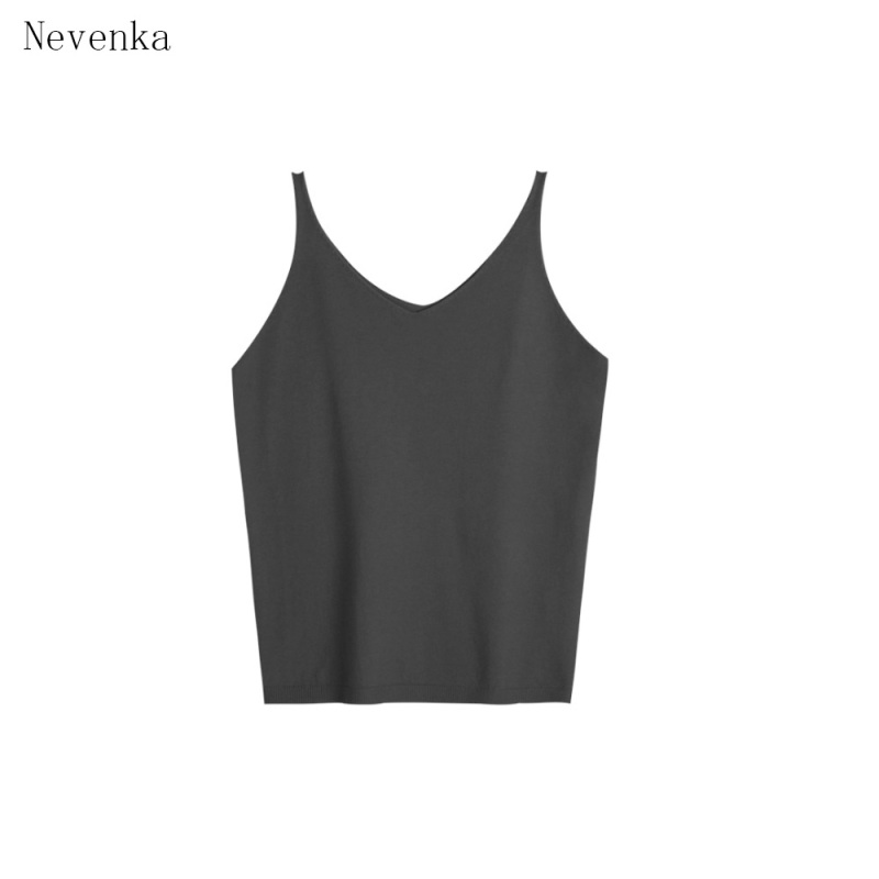 Nevenka Multicolor V-neck Curled Wool Knitted Small Sling Casual Vest for Women