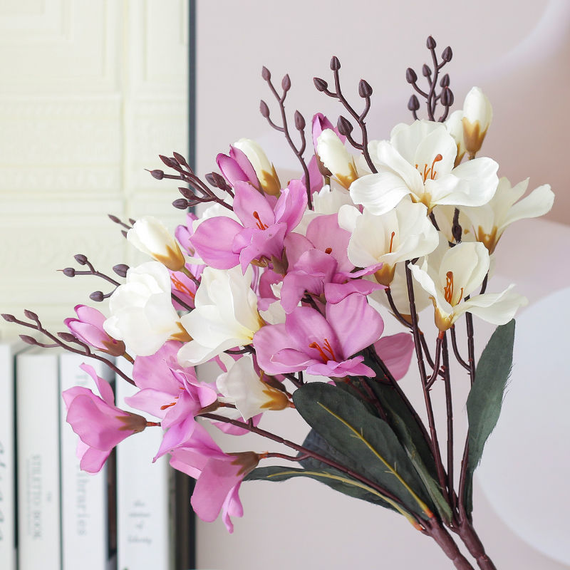 Artificial Plastic Magnolia Flowers for Wedding Bridal Home Decorations Office