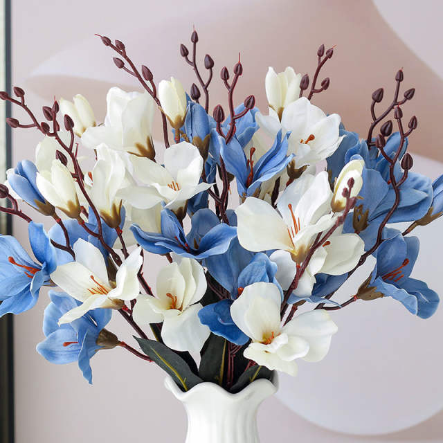 Artificial Plastic Magnolia Flowers for Wedding Bridal Home Decorations Office