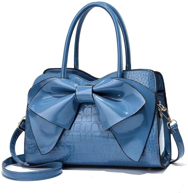 Nevenka 2022 Patent Leather Bow Tote Top Handle Satchel Bag Fashion Lady Tote Shoulder Handbag Satchel Bag  Luxury Designer Bag