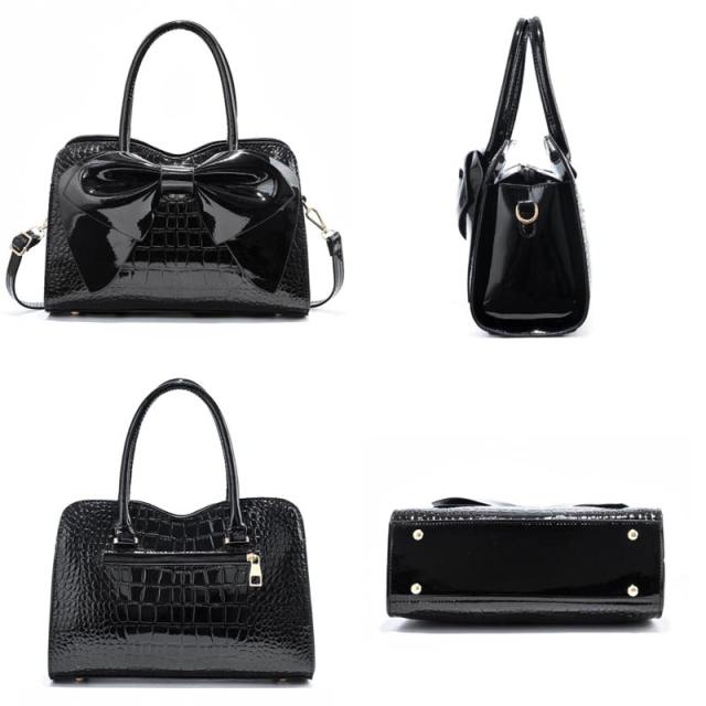 Nevenka 2022 Patent Leather Bow Tote Top Handle Satchel Bag Fashion Lady Tote Shoulder Handbag Satchel Bag  Luxury Designer Bag
