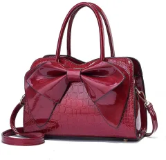 Nevenka 2022 Patent Leather Bow Tote Top Handle Satchel Bag Fashion Lady Tote Shoulder Handbag Satchel Bag  Luxury Designer Bag