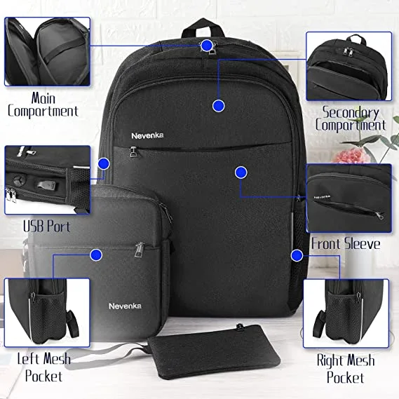 Laptop Backpack 15.6 inch with USB Charging Port Carry on Business Backpack Briefcases Anti Theft Lightweight Traveling Backpack Water Resistant College Rucksack Computer Bag for Men and Women