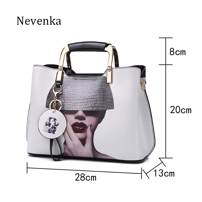 Nevenka Women Fashion Handbags Female Painted Shoulder Bags Flower Pattern Messenger Bags Leather Casual Tote Evening Bag