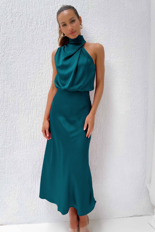 Spring/Summer 2023 new high-end satin sleeveless dress stylish and elegant celebrity evening dress