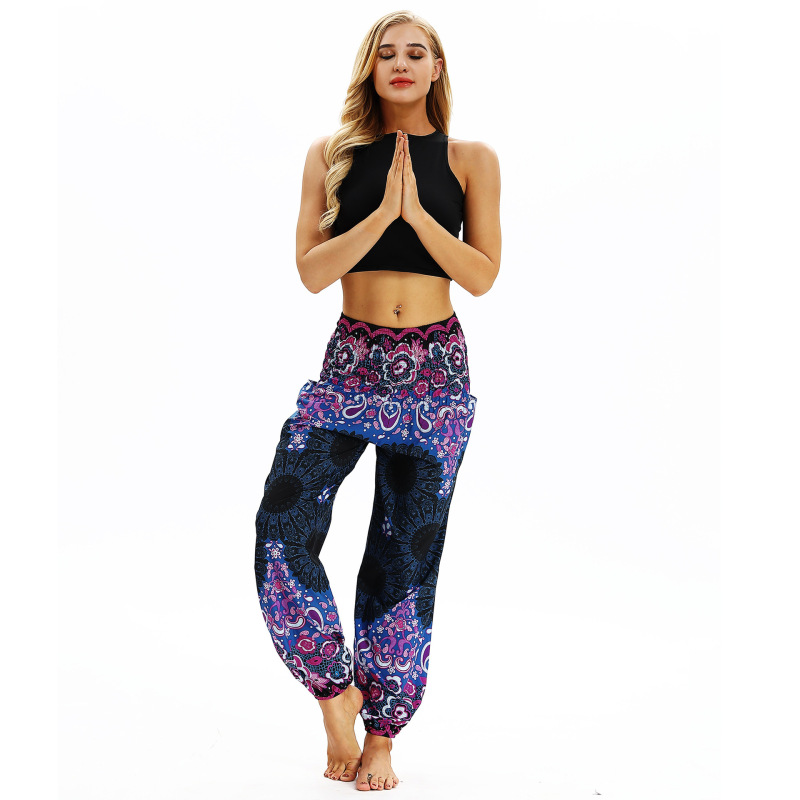 Floral print women's casual sports yoga pants summer breathable comfortable light sports bloomers