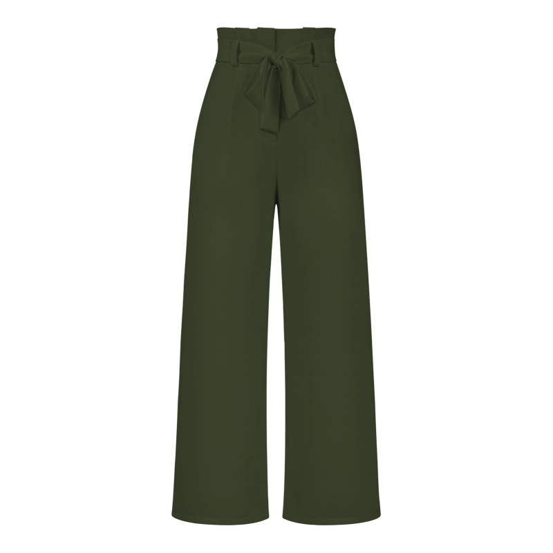 Fashionable new workplace women's trousers, casual versatile wide-leg trousers with belt temperament commuter pants summer