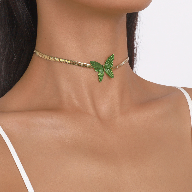Modern butterfly choker necklace temperament, sweet niche geometric necklace