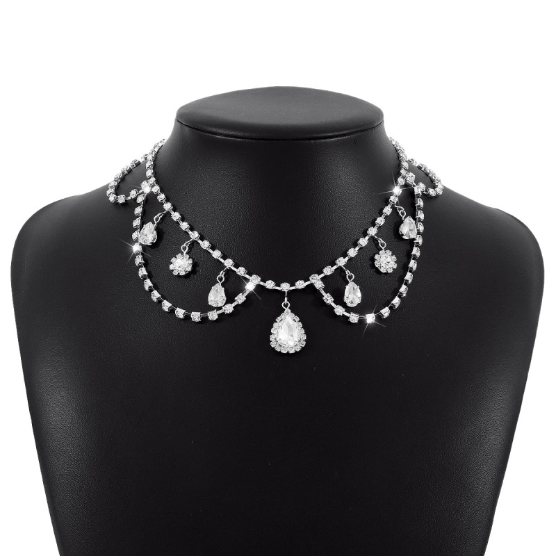 Niche light luxury vintage rhinestone necklace rhinestone fringed temperament celebrity vintage personality necklace