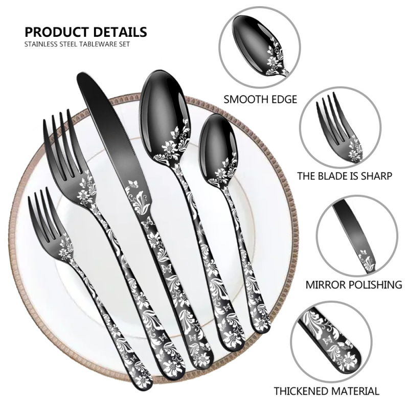 Stainless steel tableware, Western style steak knife, fork, spoon set  （20 pieces）