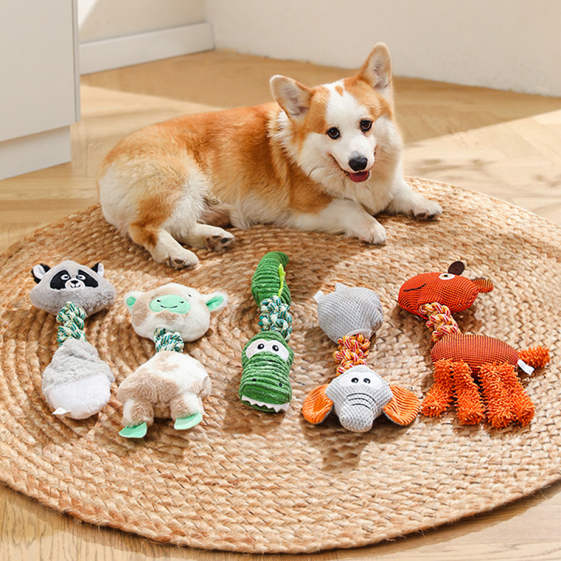 Dog Plush Toy, Interactive Squeaky Dog Toys, Soft Plush Pet Toy, Crocodile Toys for Puppy, Tough Chew Toys, Durable Dog Training Toys for Small and Medium Dogs