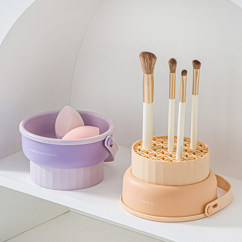 Makeup Brush Cleaning Bowl Silicone Powder Storage Rack Beauty Egg Cleaning Tool Beauty Brush Drying Tool Set