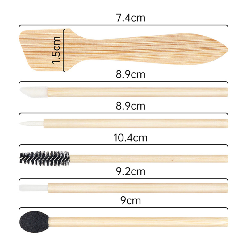 Six Piece Bamboo Pole Makeup Brush (Eyelash Brush Lip Brush Eyebrow Brush Eye Shadow Stick Eye Shadow Brush Facial Mask Stick)