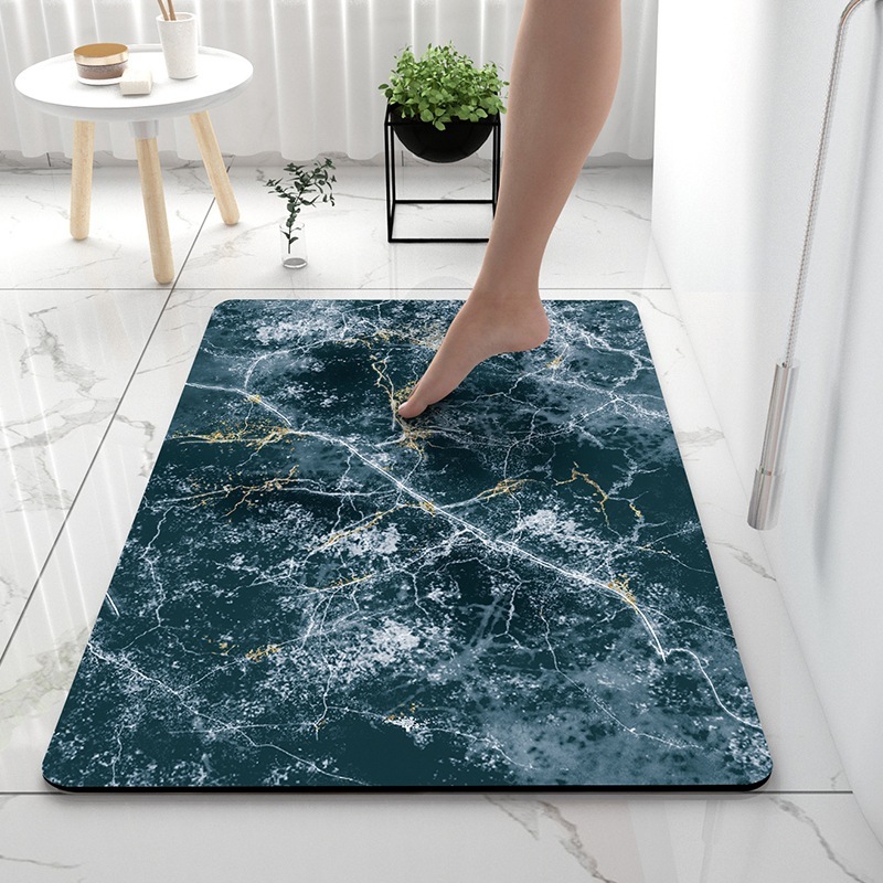 Bathroom Bath Mat Rug, Diatomaceous Earth Water Absorbent Rubber Backed Non-Slip Bathroom Floor Mat Carpet Square Cool Thin Washable Quick Dry For Shower Tub Bathtub Indoor Door