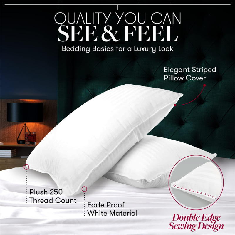 Luxury Goose Feather and Down Pillows, pack of 2 100% Cotton Shell, Non-allergenic &amp; Anti dust mite, Soft Hotel Quality Pillows