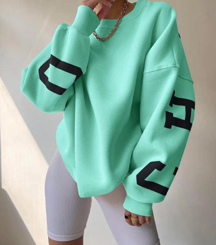 Women's Casual Long Sleeve Round Crew Neck Sweatshirt Pullover Top Letter printing