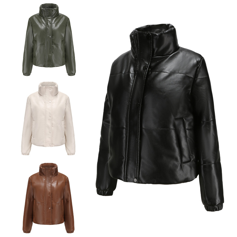 Leather Blazer Women - Casual Coat Long Sleeves Suit Style Leather Jacket Women