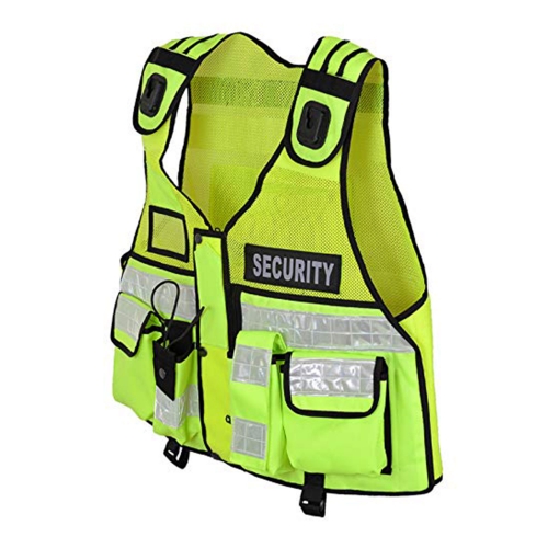 Hi Viz Tactical Vest Security Reflektierende Sicherheitsweste mit zur Durchsetzung, CCTV, Tac-Weste für Hundeführer mit mehreren Taschen OTC-RSV-Klickfast