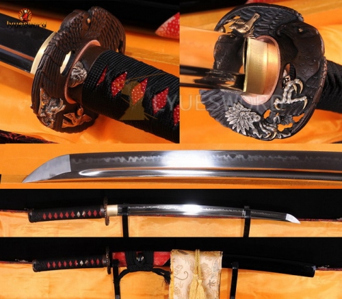 High Quality Japanese Samurai Sword Wakizashi Clay Tempered Choji Hamon Razor Sharp Blade Full Tang Real Rayskin + OX Saya