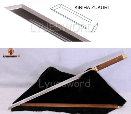 Full Tang Samurai Ninjato Shirasaya Japanese Sword KIRIHA-ZUKURI Sharp Blade HuaLee Wood Saya