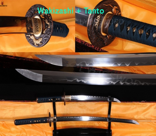 Functional  t10 Steel Clay Tempered Blade Real Hamon Japanese Samurai Sword set Razor Sharp Real Cut