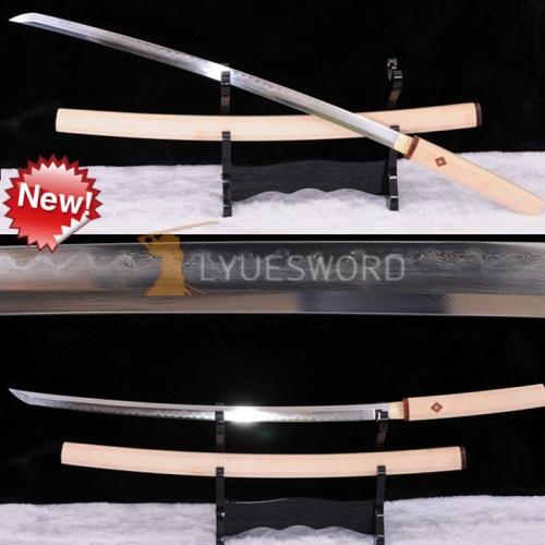 Full Tang Shirasaya Sword Damascus Katana Clay Tempered Real Hamon  Razor Sharp Blade