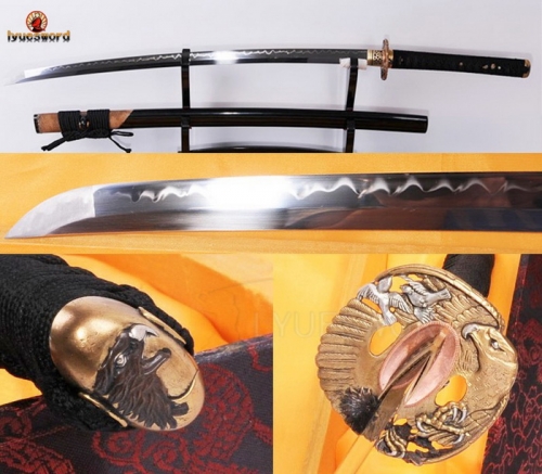 Real Clay Tempered  Japanese Katana Sword Full Tang Sharp Blade Battle Ready Rayskin Saya + OX