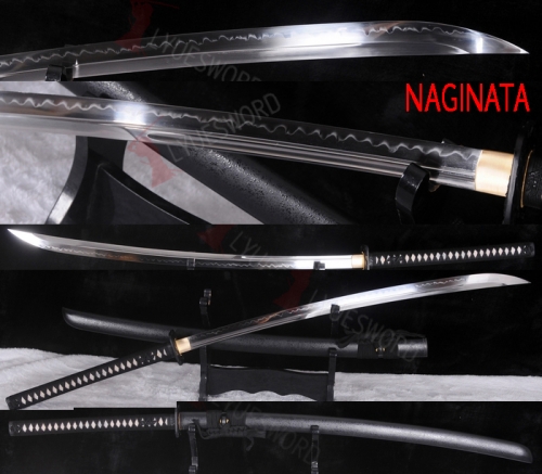 Handmade Japanese Samurai Sword Naginata Clay Tempered Full Tang Battle Razor Sharp Blade