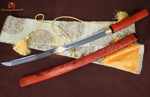 Japanese Wakizashi Sword 1095 Steel Clay Tempered Shirasaya Battle Sharp Blade can Cut 5 bamboos