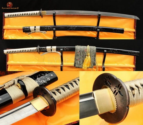 Hand Forged Japanese Samurai KATANA Folded Steel Sword Full Tang Sharp Blade Butterfly Fitting