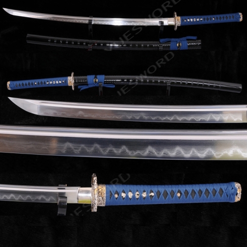 High Quality Japanese Samurai Katana Damascus Steel Clay Tempered Battle Sharp Blade